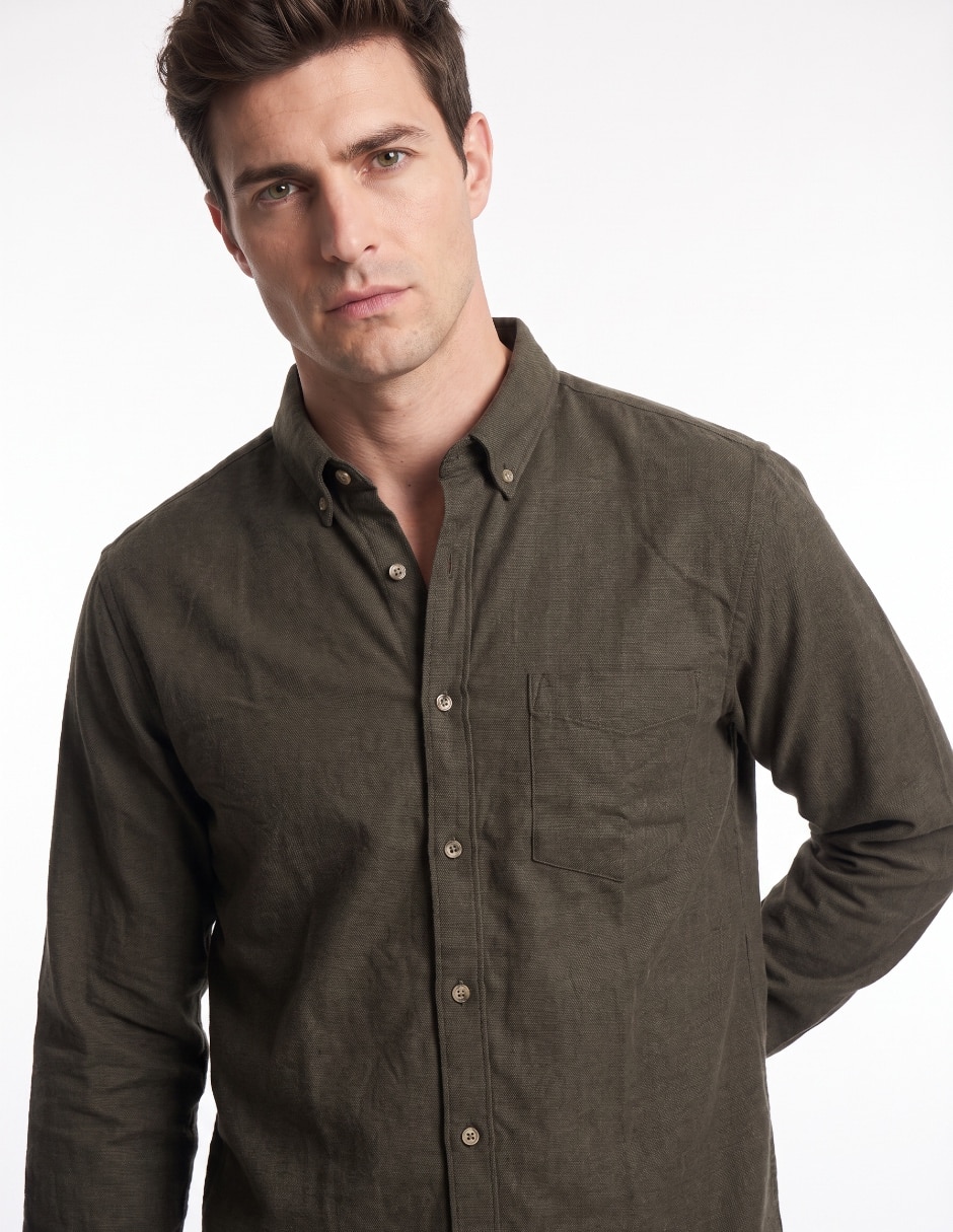 Camisa casual de algodón manga larga para hombre 4
