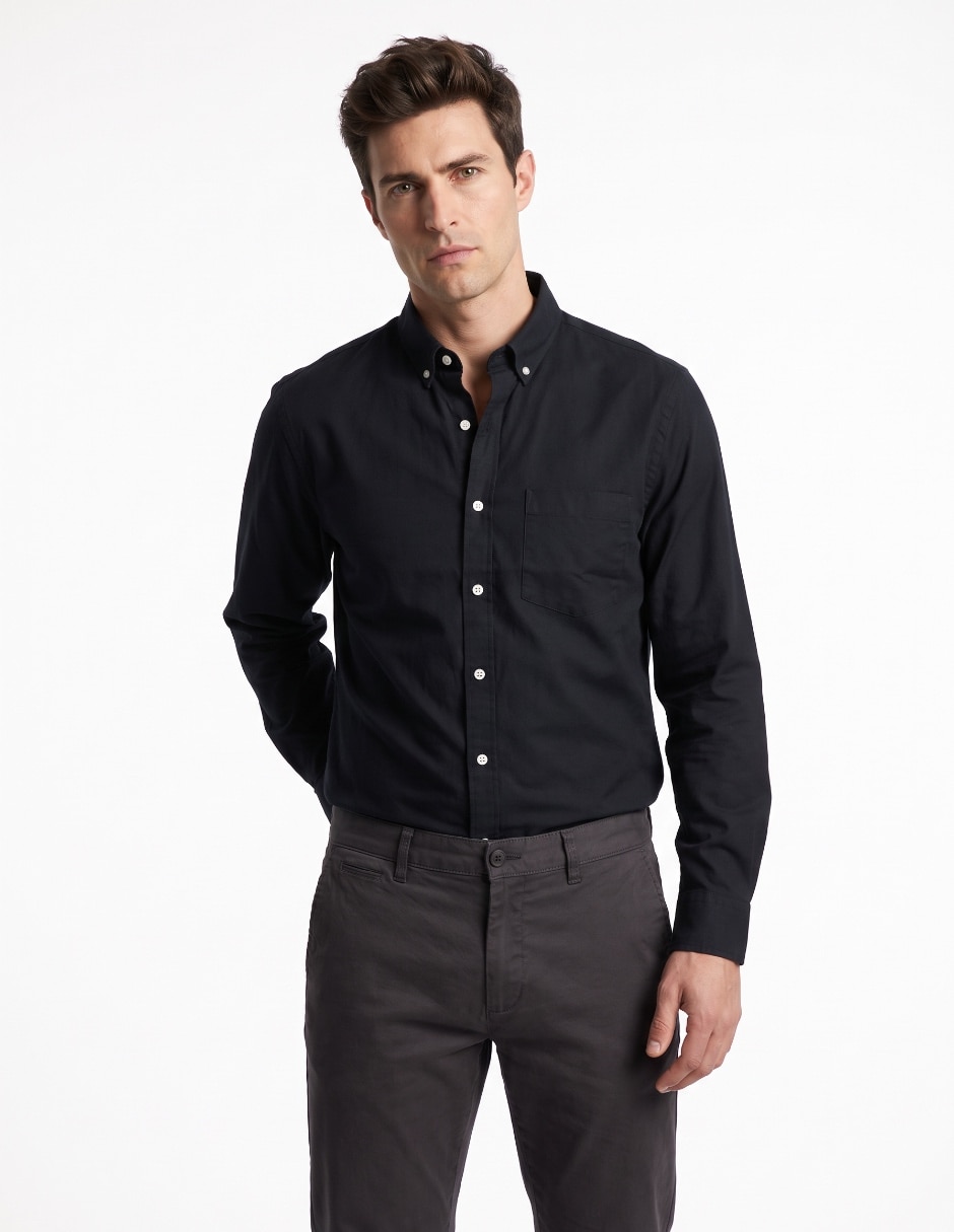 Camisa casual de algodón manga larga para hombre