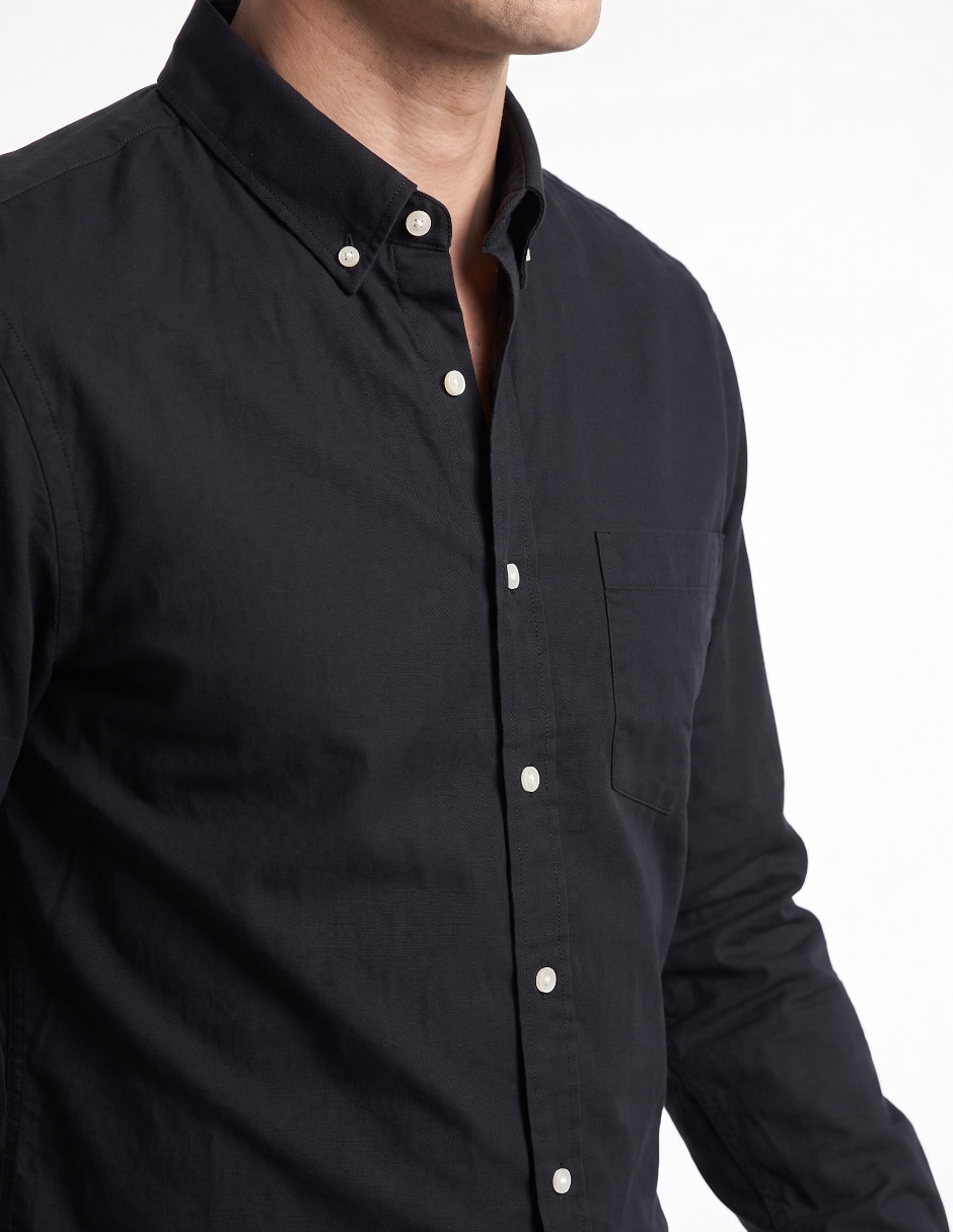 Camisa casual de algodón manga larga para hombre 4