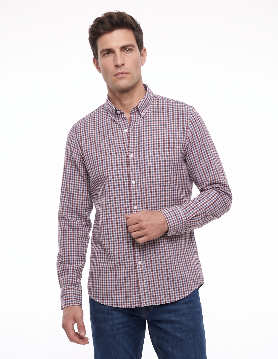 Camisa casual de algodón manga larga para hombre Camisa casual de algodón manga larga para hombre