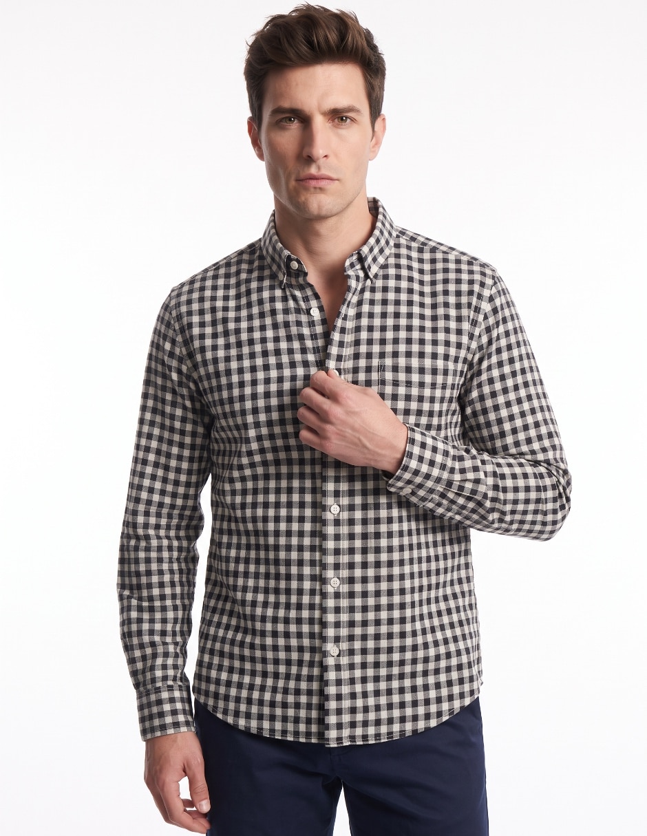 Camisa casual de algodón manga larga para hombre