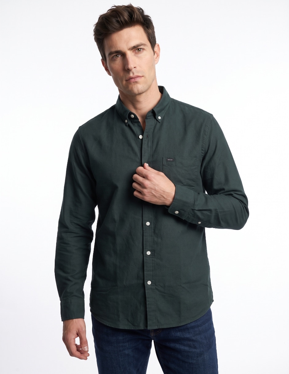 Camisa casual de algodón manga larga para hombre Camisa casual de algodón manga larga para hombre