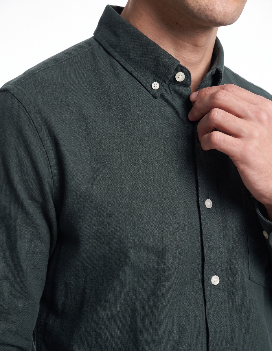 Camisa casual de algodón manga larga para hombre 4