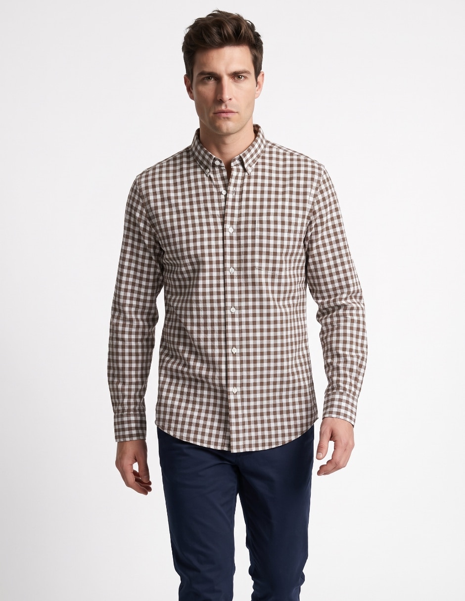 Camisa casual de algodón manga larga para hombre Camisa casual de algodón manga larga para hombre