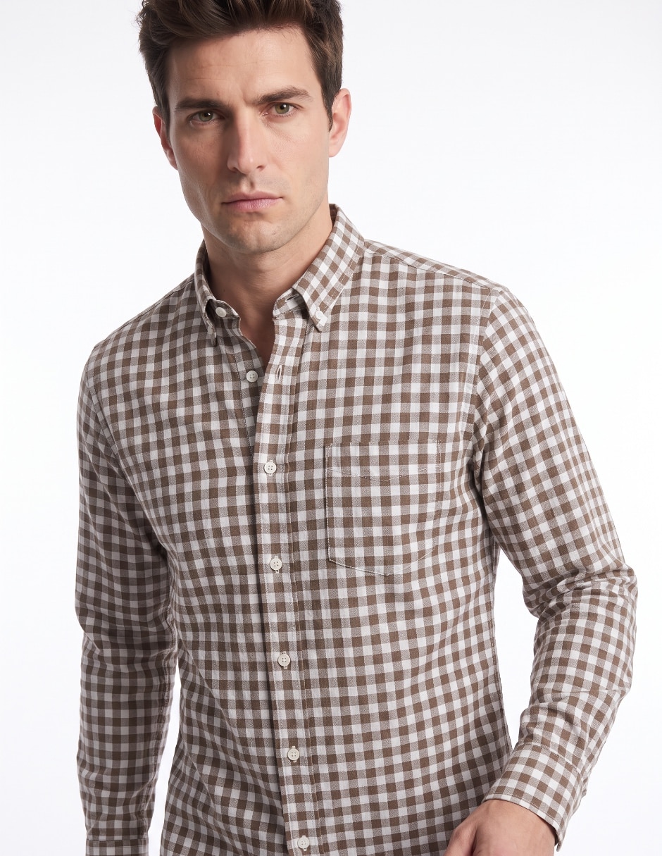 Camisa casual de algodón manga larga para hombre 4