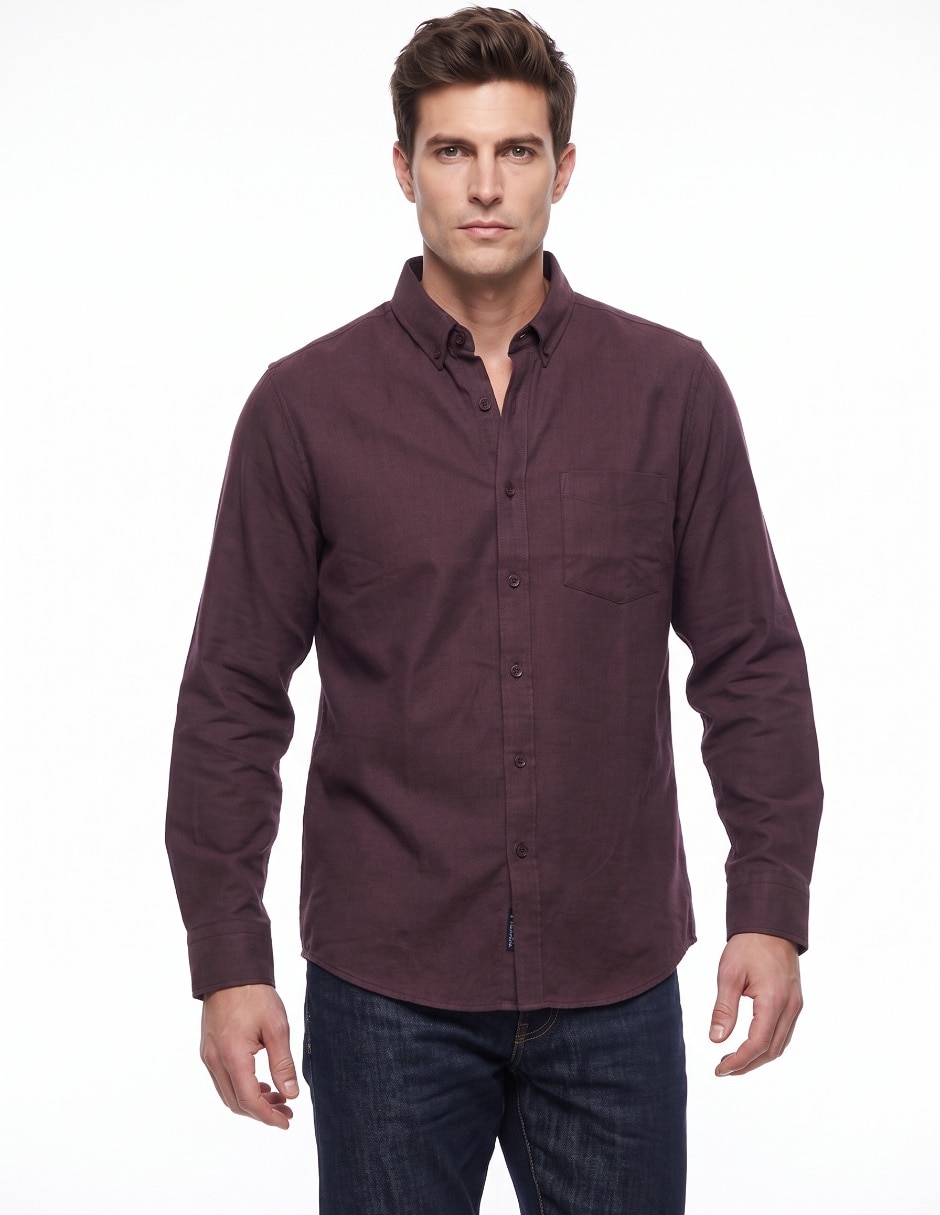 Camisa casual de algodón manga larga para hombre Camisa casual de algodón manga larga para hombre