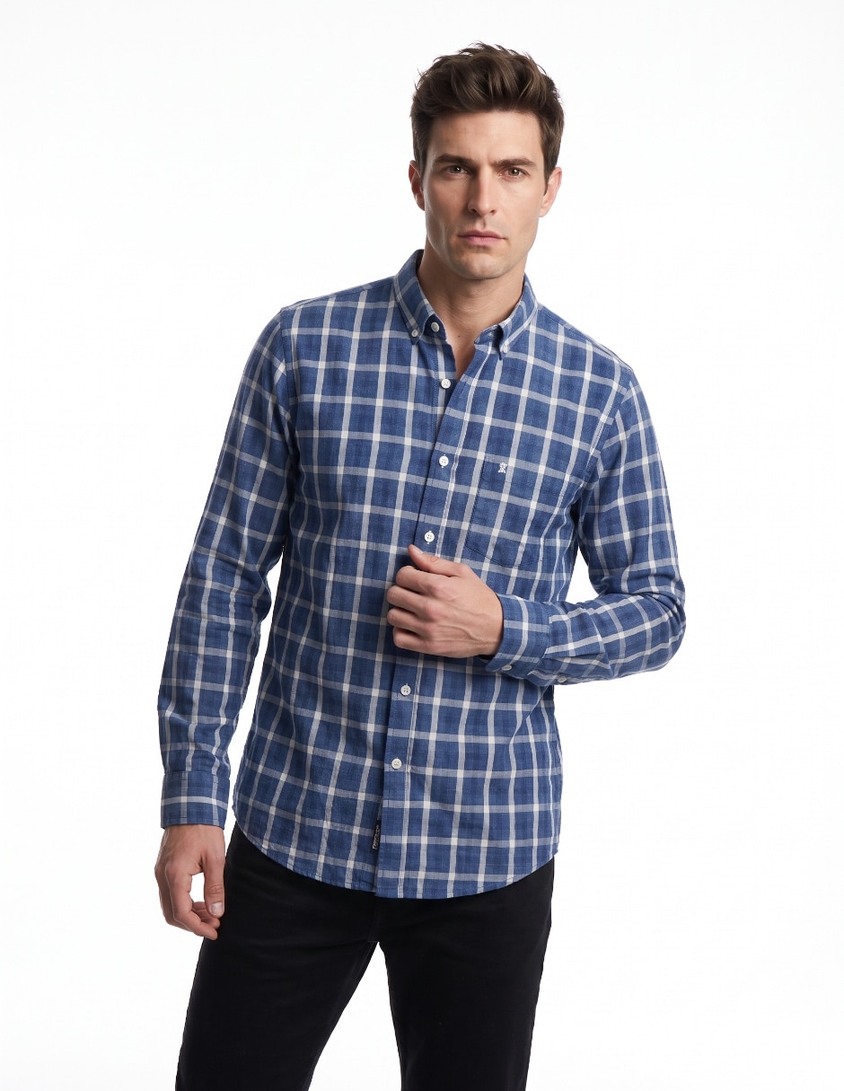 Camisa casual de algodón manga larga para hombre Camisa casual de algodón manga larga para hombre