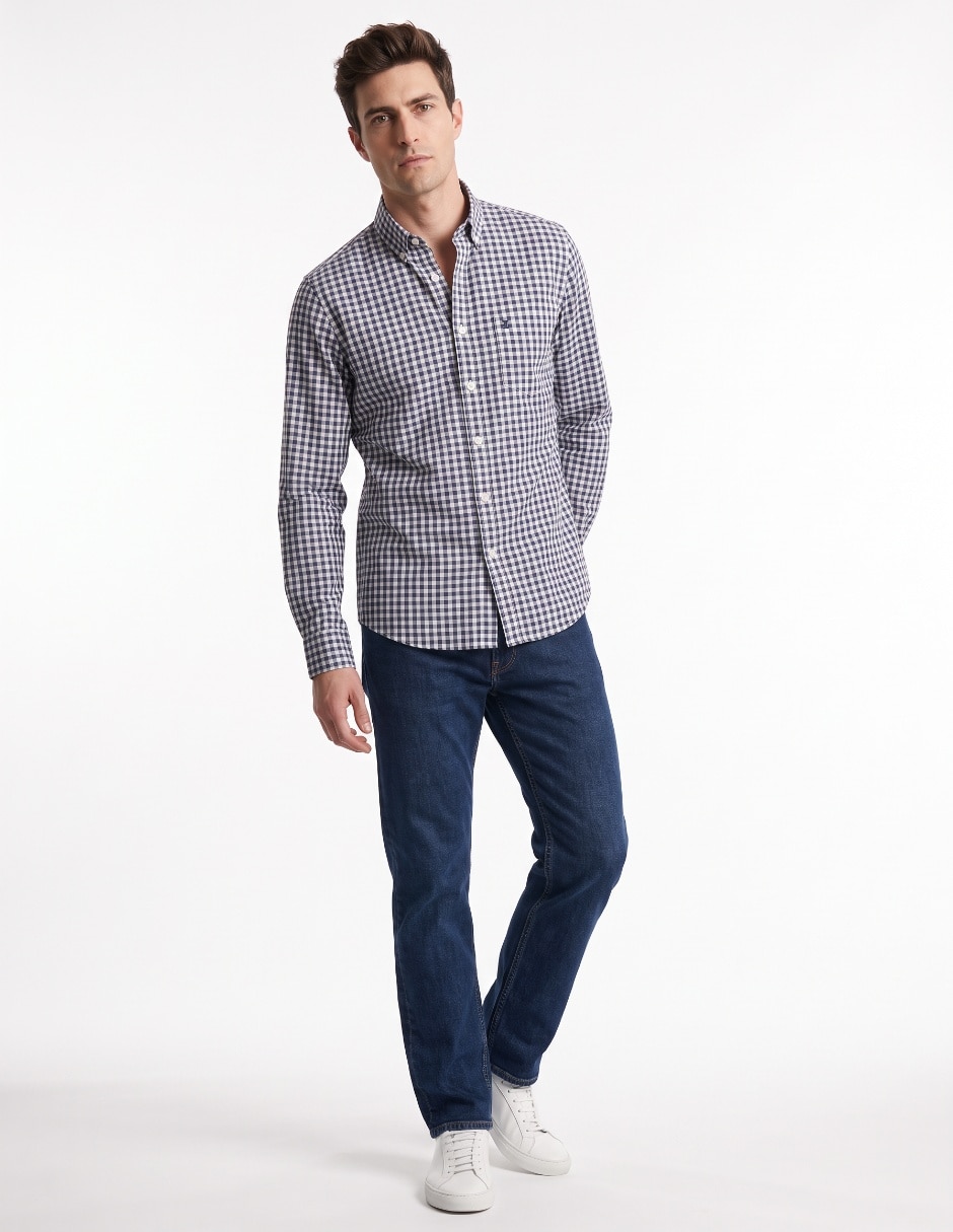 Camisa casual de algodón manga larga para hombre Camisa casual de algodón manga larga para hombre