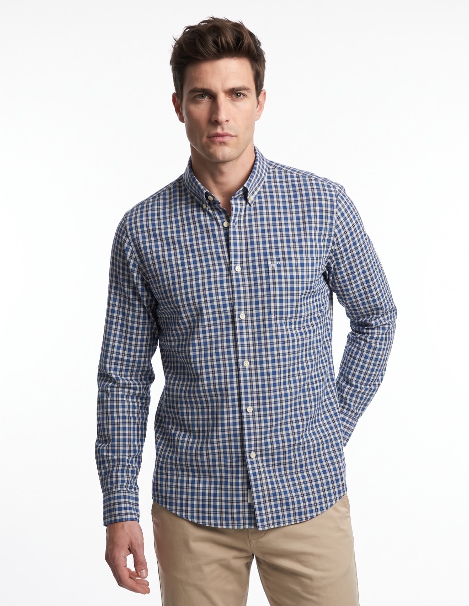 Camisa casual de algodón manga larga para hombre Camisa casual de algodón manga larga para hombre