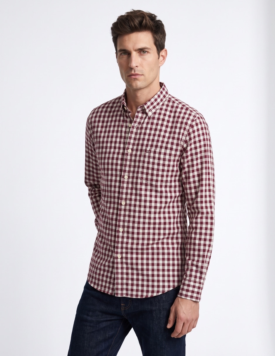 Camisa casual de algodón manga larga para hombre Camisa casual de algodón manga larga para hombre