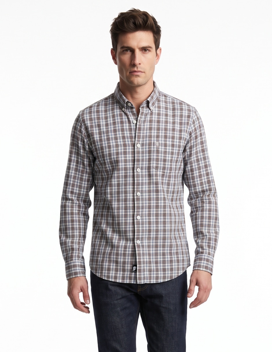 Camisa casual de algodón manga larga para hombre Camisa casual de algodón manga larga para hombre
