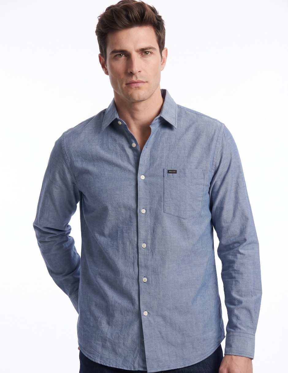 Camisa casual de algodón manga larga para hombre Camisa casual de algodón manga larga para hombre