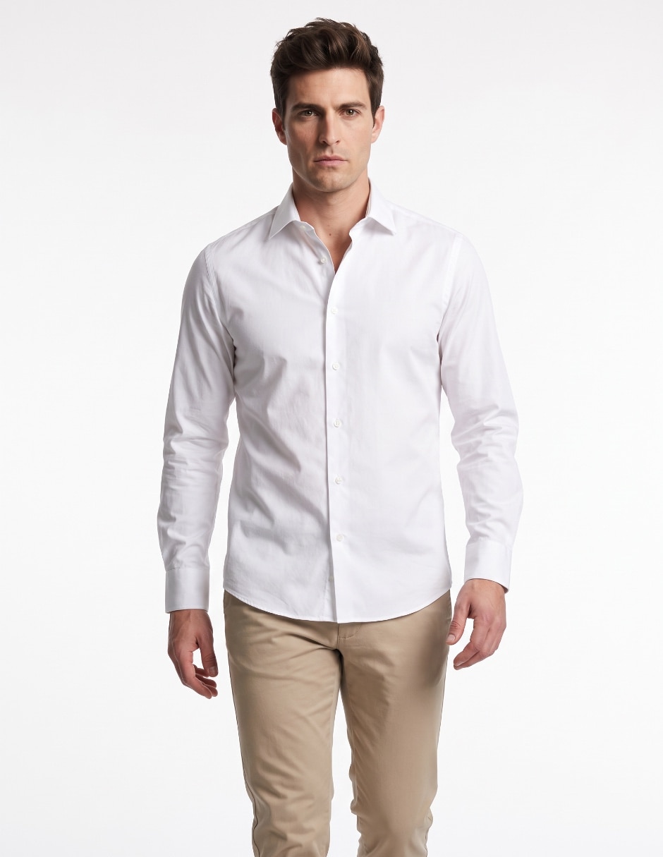 Camisa casual de algodón manga larga para hombre
