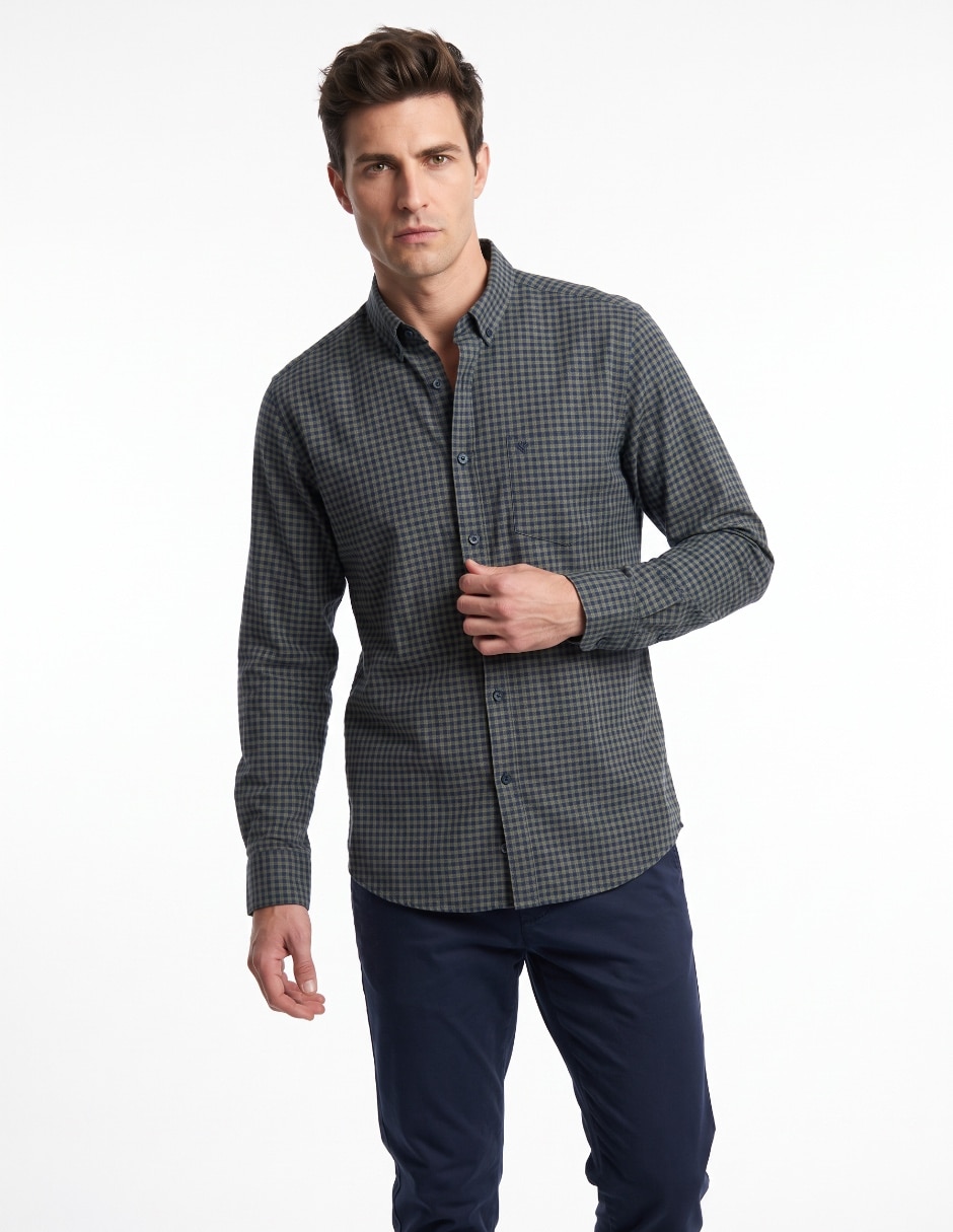 Camisa casual de algodón manga larga para hombre Camisa casual de algodón manga larga para hombre