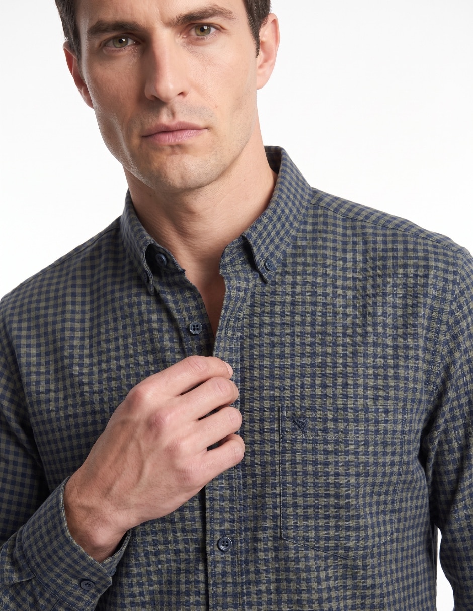 Camisa casual de algodón manga larga para hombre 4