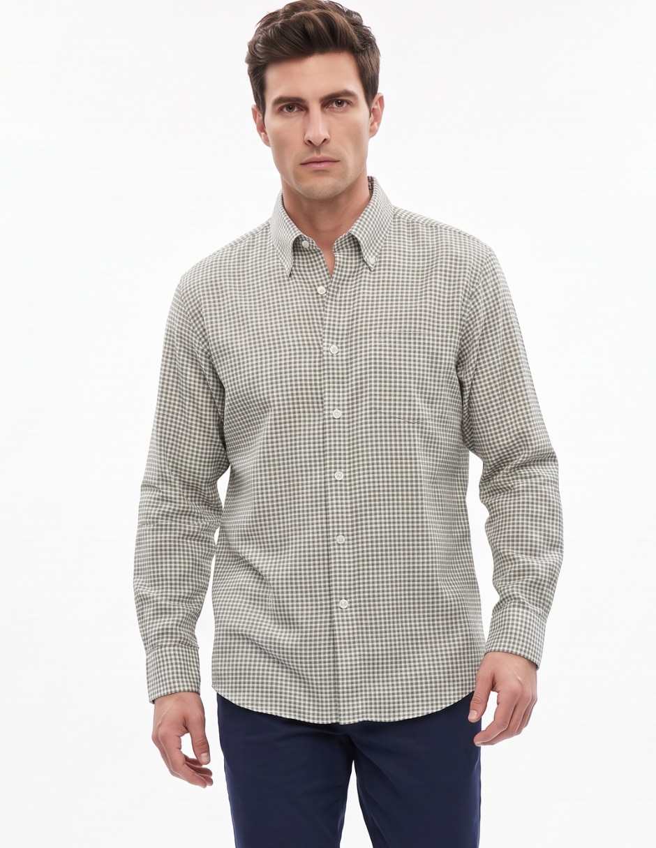 Camisa casual de algodón manga larga para hombre