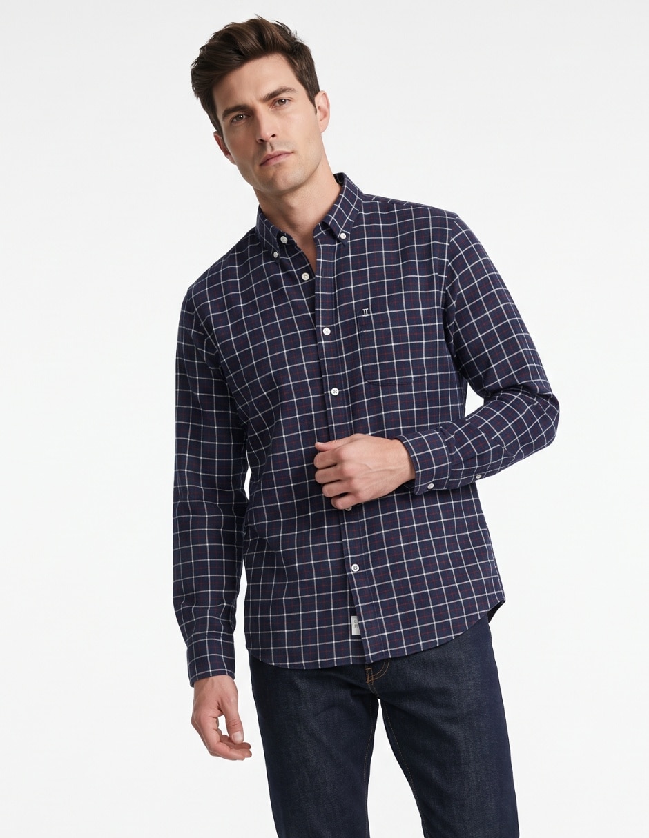Camisa casual de algodón manga larga para hombre Camisa casual de algodón manga larga para hombre
