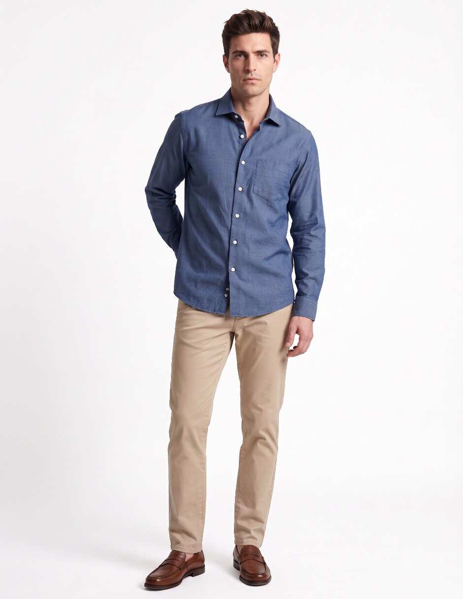 Camisa casual de algodón manga larga para hombre 3