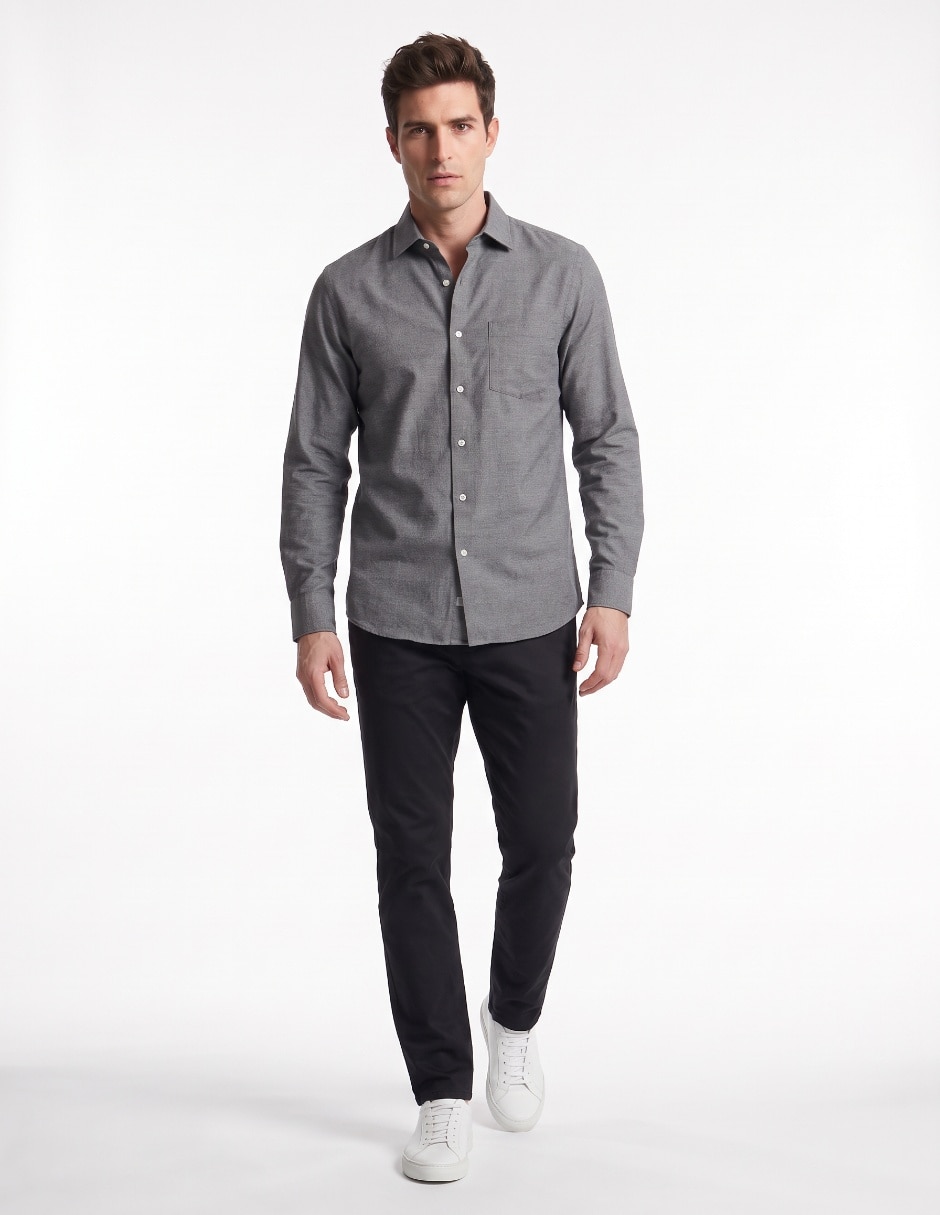 Camisa casual de algodón manga larga para hombre