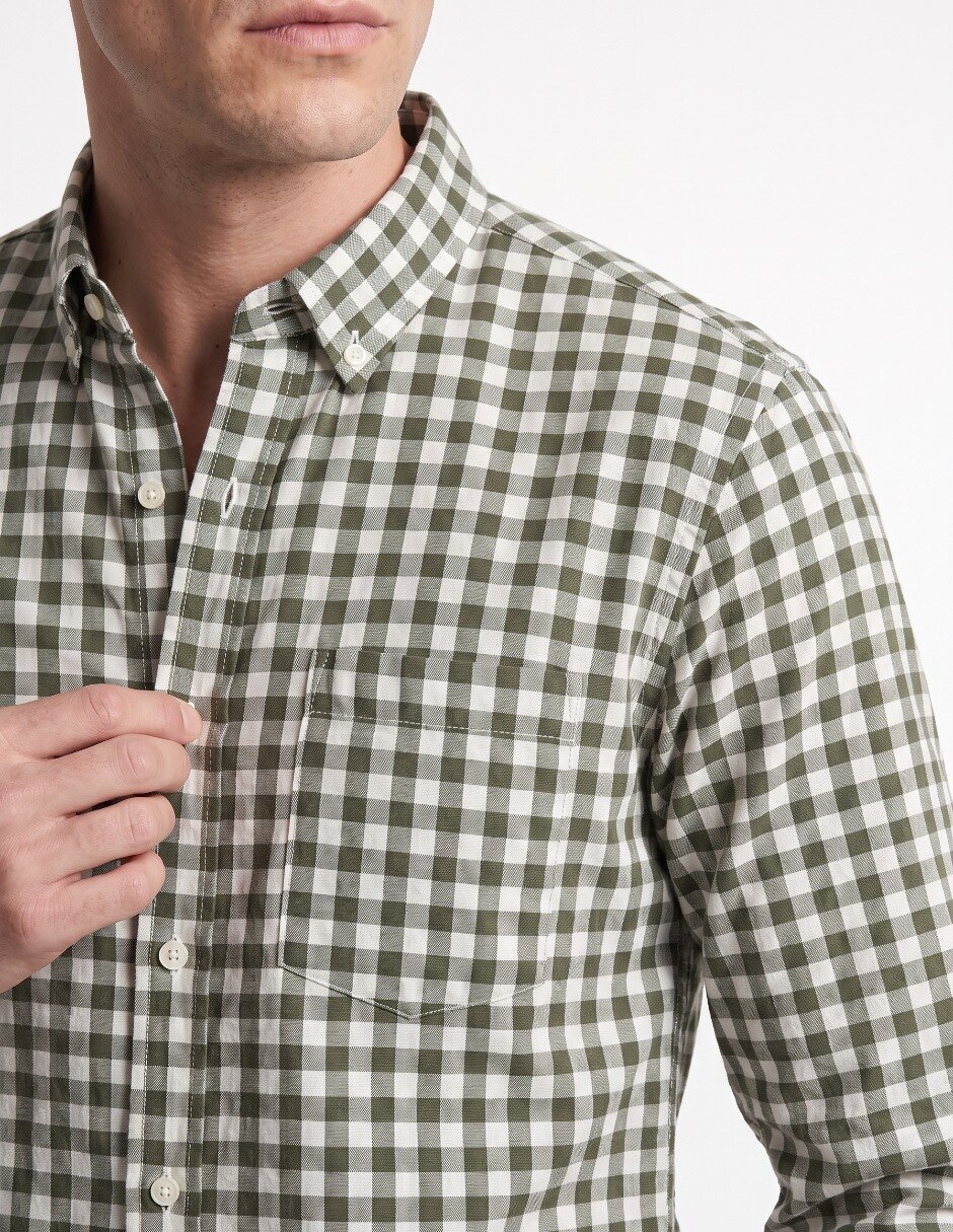 Camisa casual de algodón manga larga para hombre 4