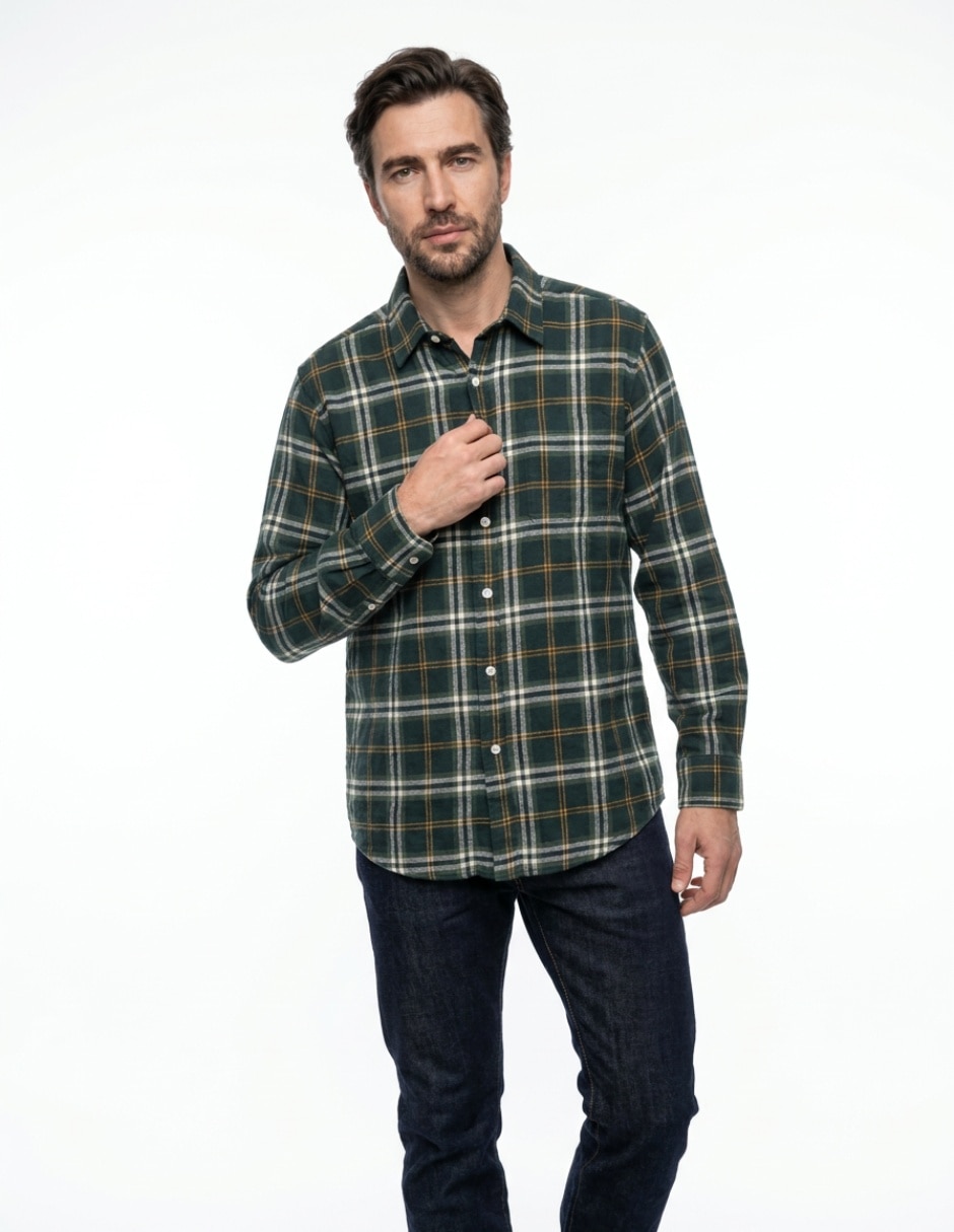 Camisa casual manga larga para hombre