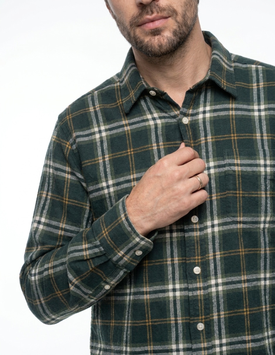 Camisa casual manga larga para hombre 4