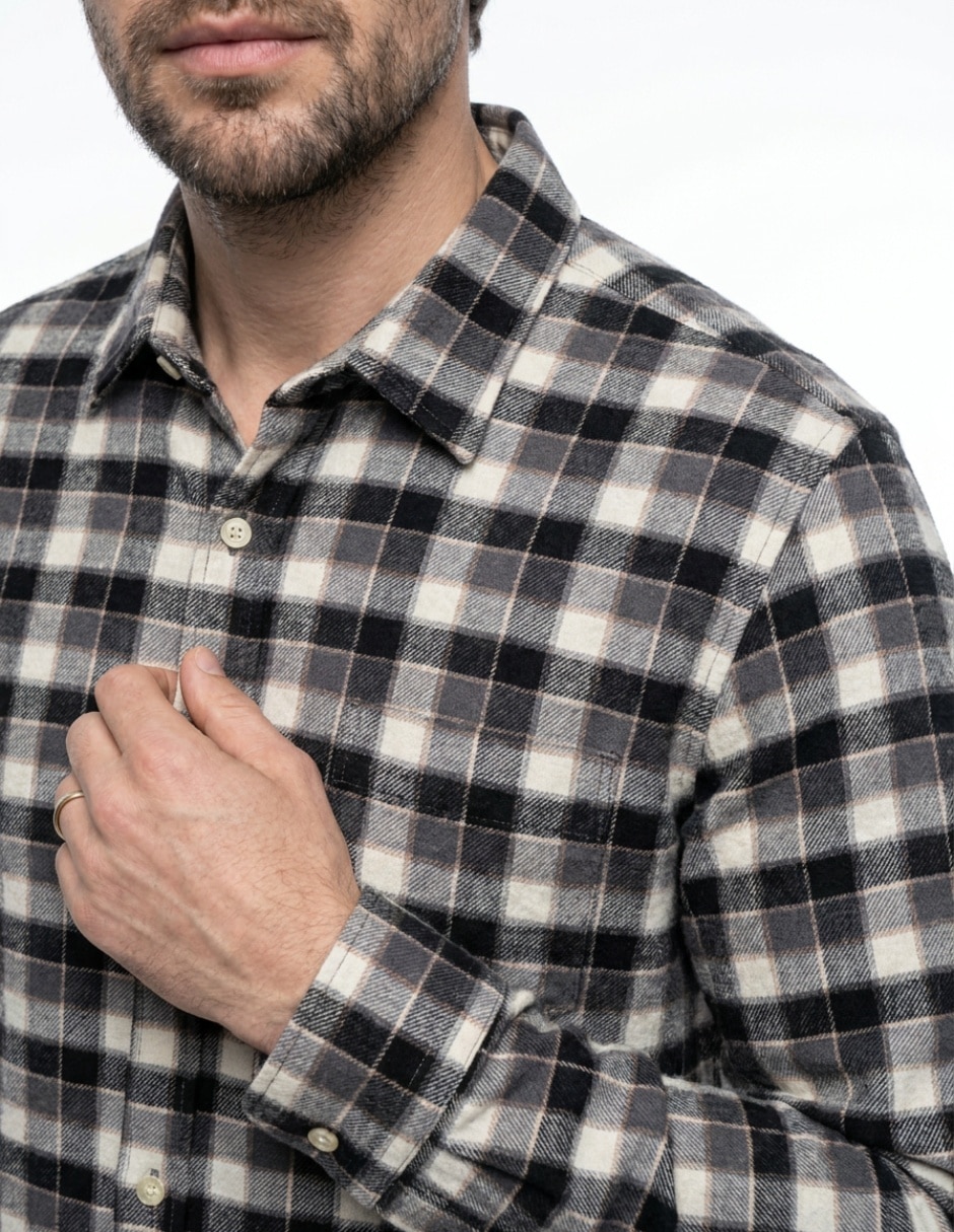 Camisa casual manga larga para hombre 4