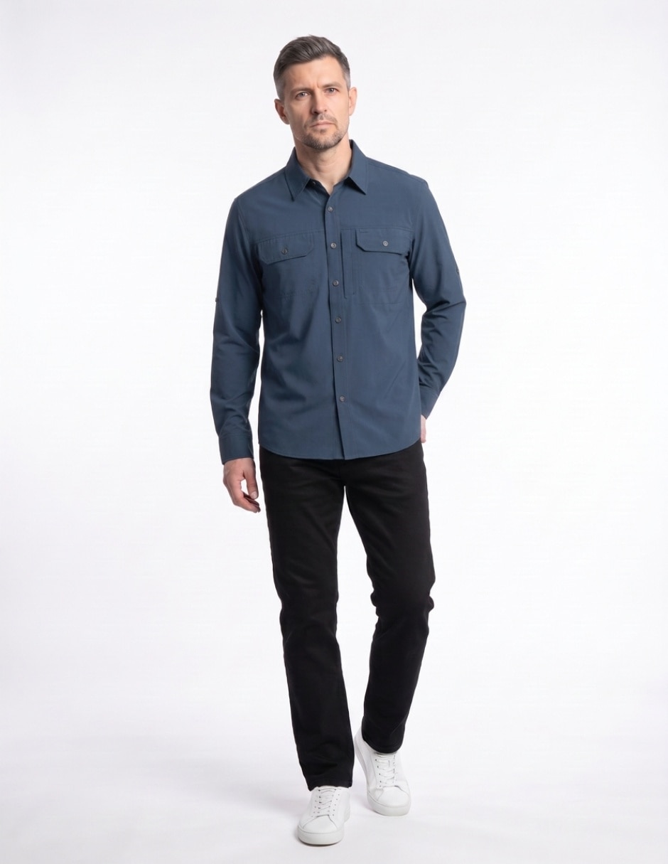 Camisa casual manga larga para hombre 3