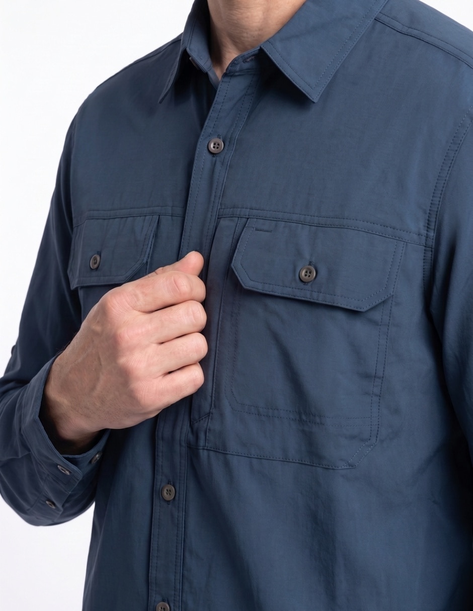 Camisa casual manga larga para hombre 4