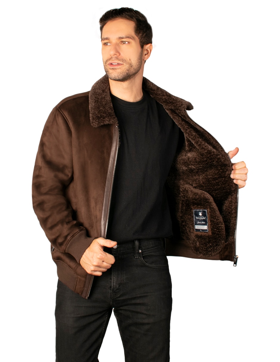 Chamarra casual GAMUZA con cortes para hombre 5