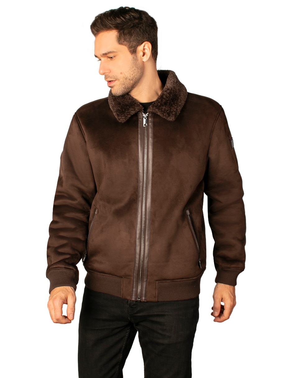 Chamarra casual GAMUZA con cortes para hombre 3