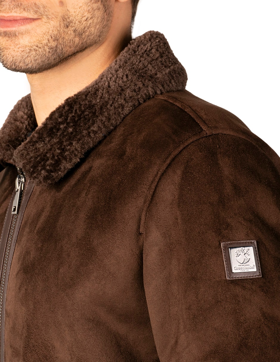 Chamarra casual GAMUZA con cortes para hombre 2