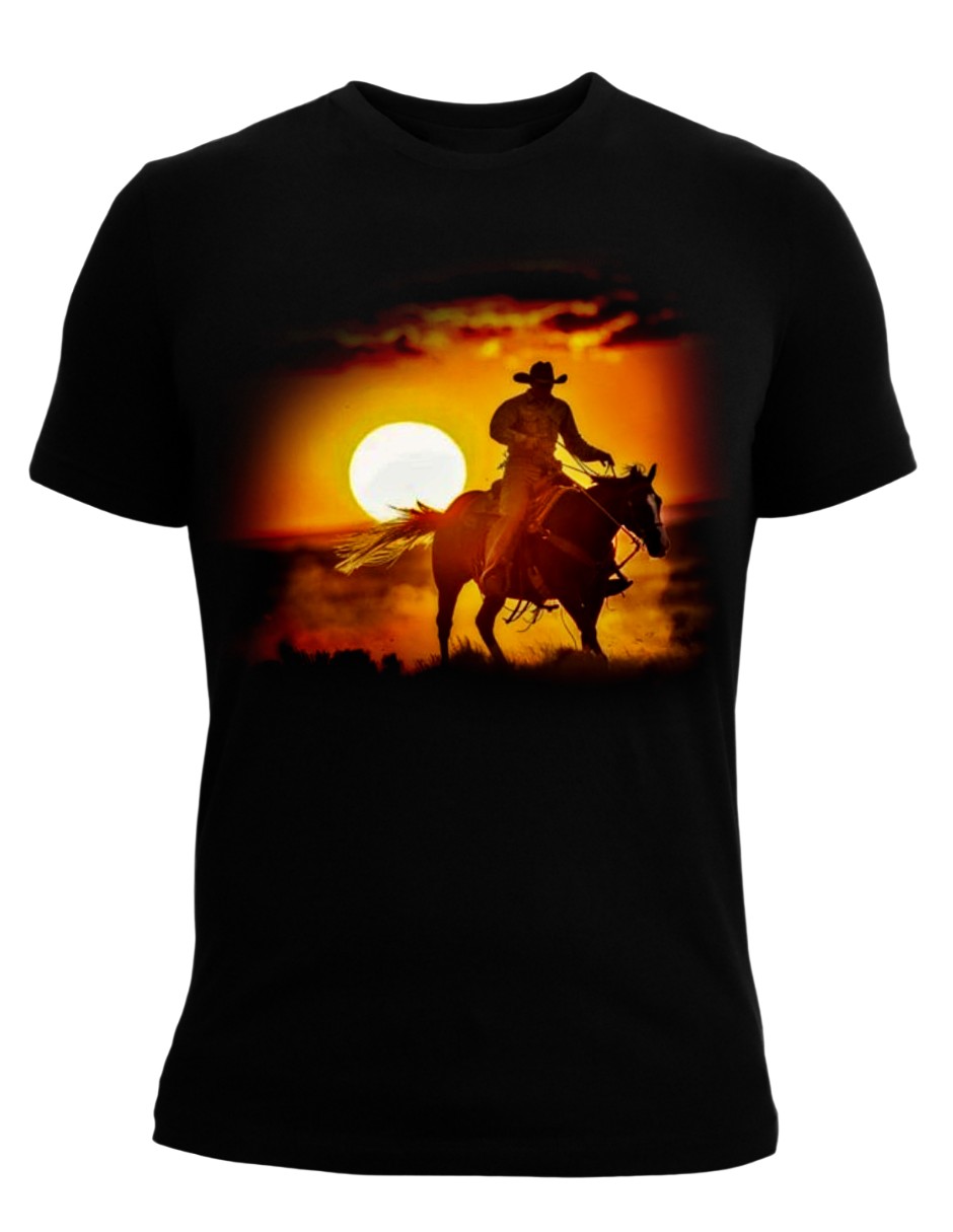 Playera Cowboy Western cuello redondo para hombre 3