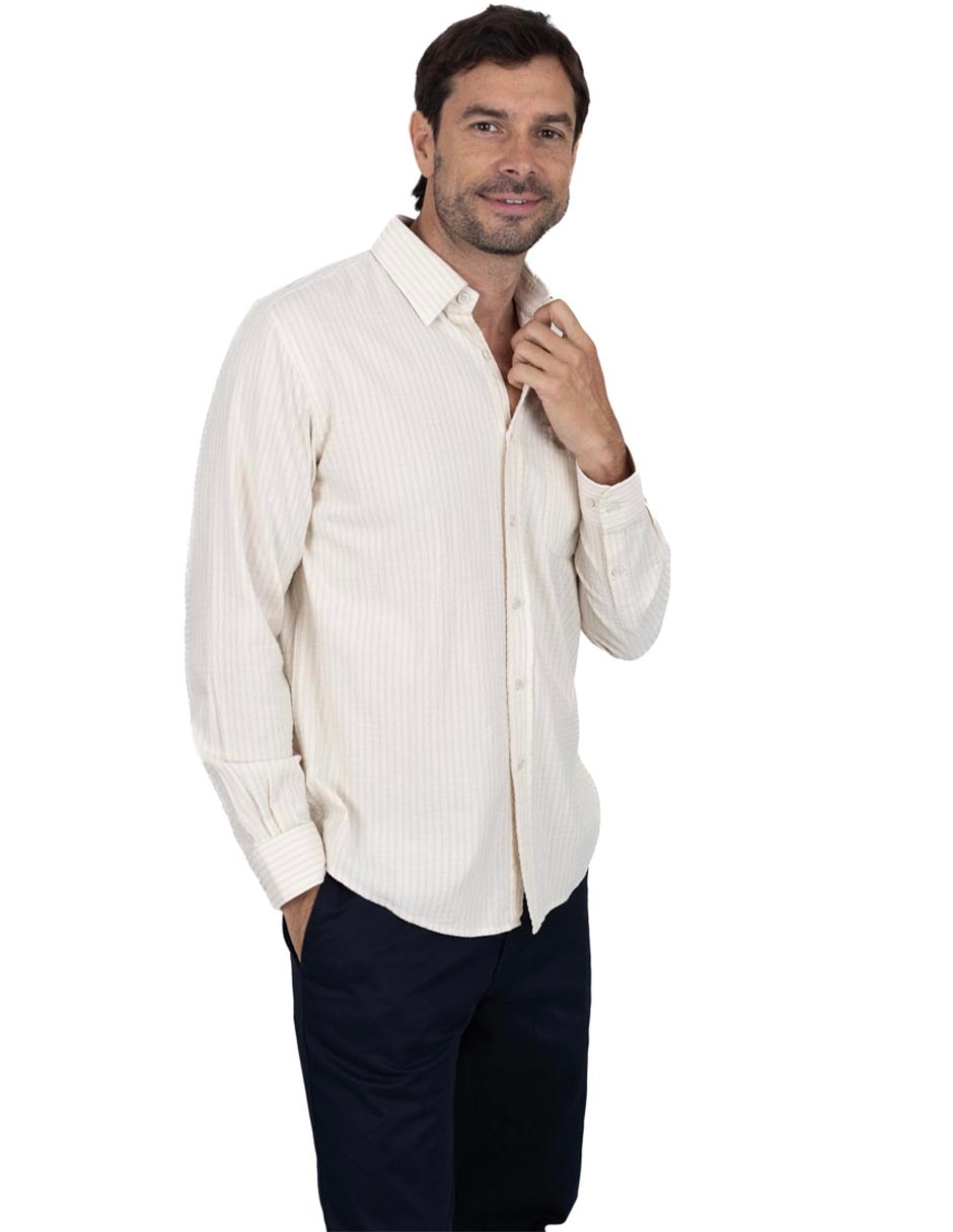 Camisa casual de algodón manga larga para hombre
