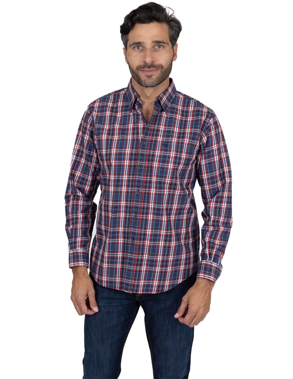 Camisa casual de algodón manga larga para hombre