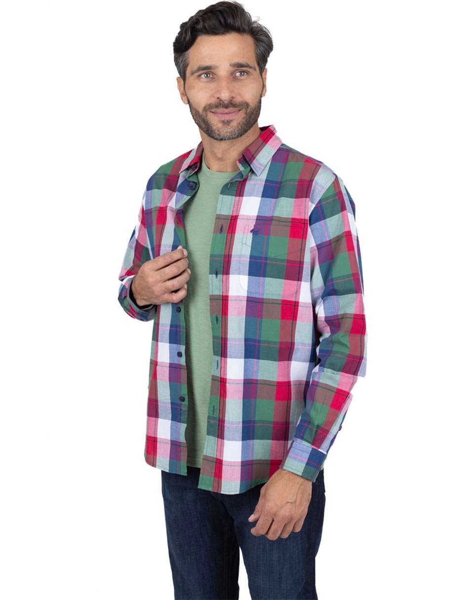 Camisa casual de algodón manga larga para hombre