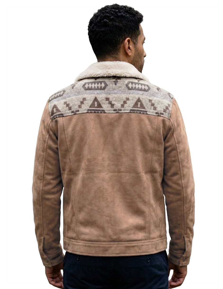 Chamarra casual cuello a contraste para hombre 4