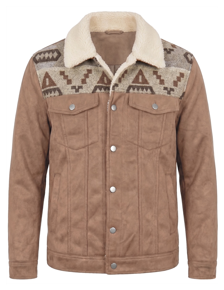 Chamarra casual cuello a contraste para hombre 2