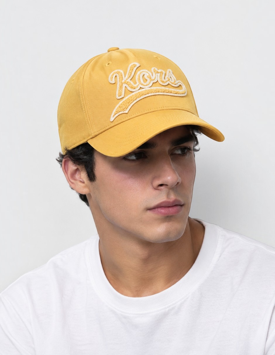 Gorra con visera curva casual script patch baseball para hombre
