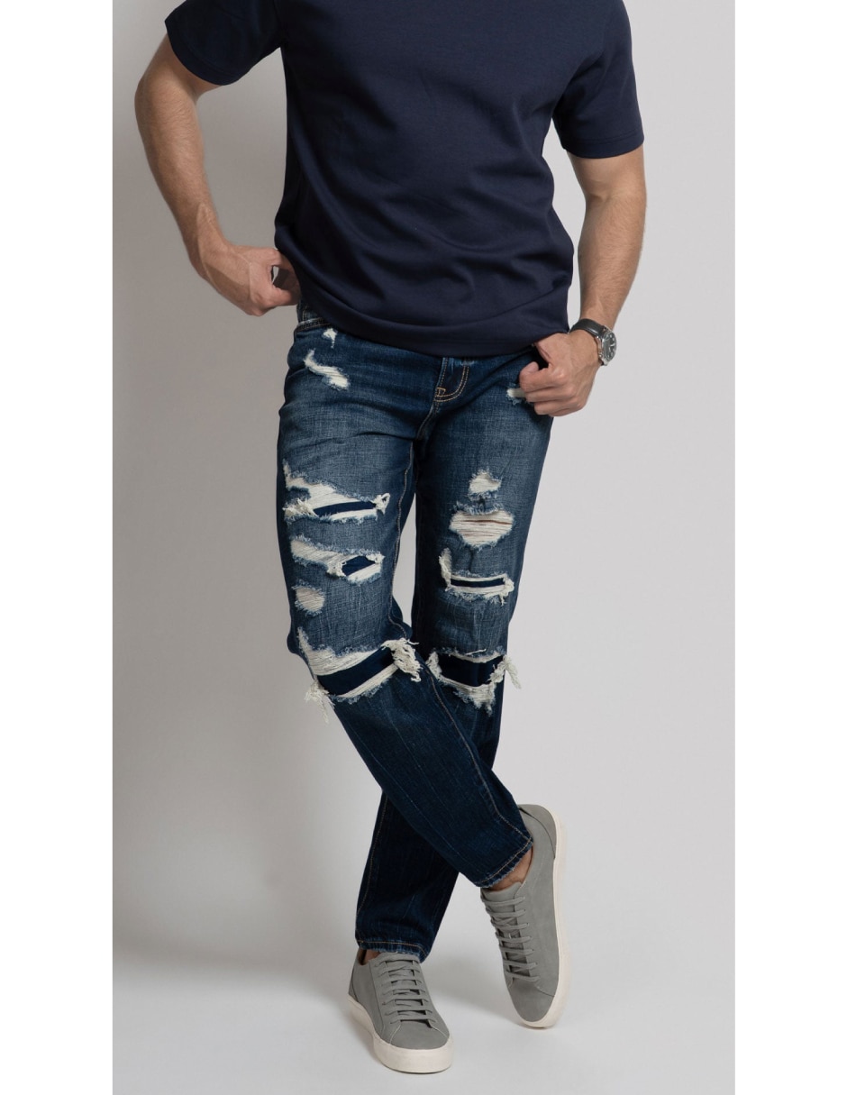 Jeans regular slim lavado obscuro para hombre 2