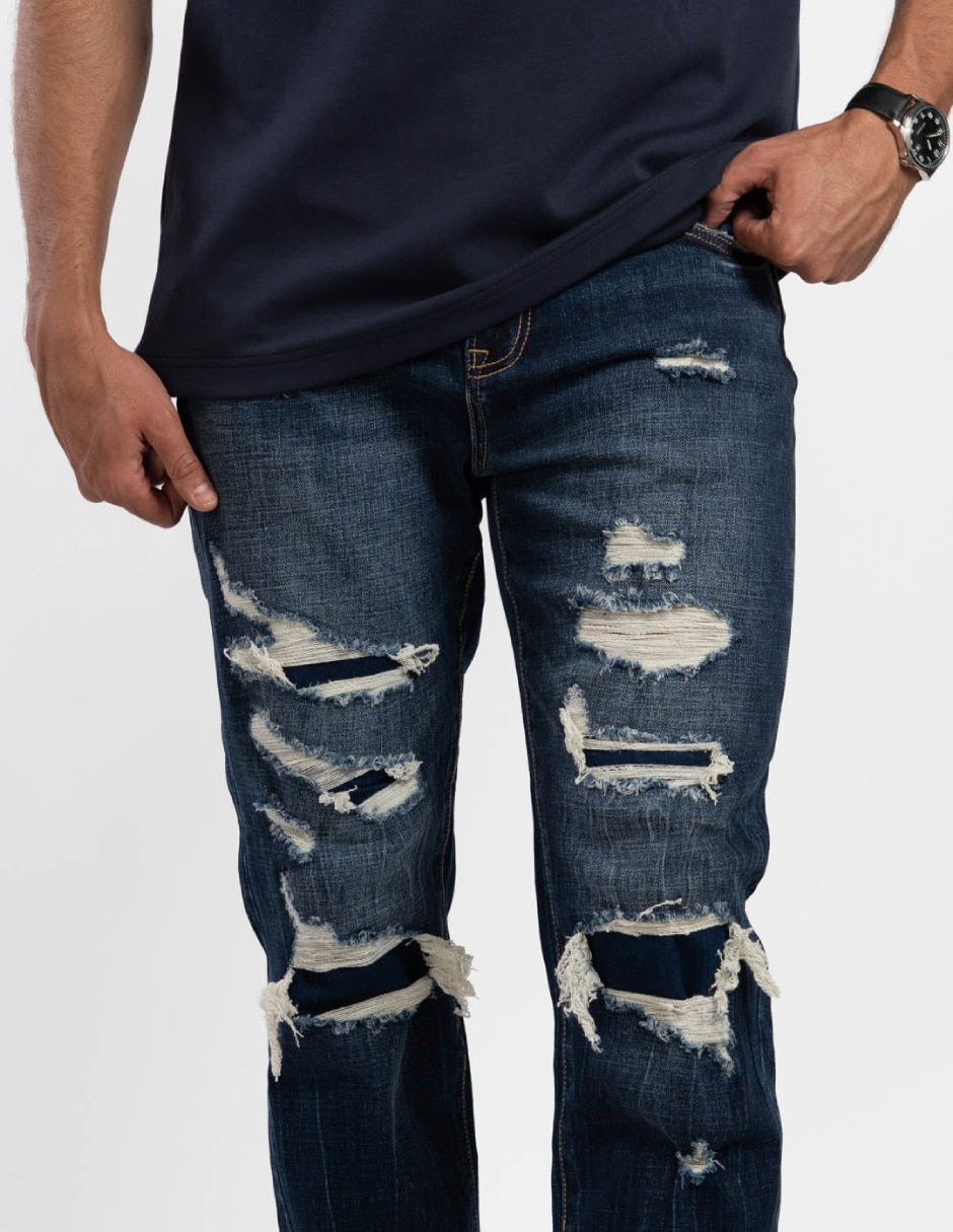 Jeans regular slim lavado obscuro para hombre 3