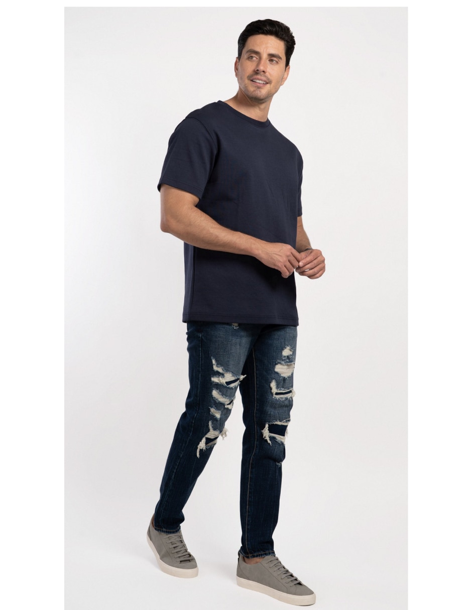 Jeans regular slim lavado obscuro para hombre 5