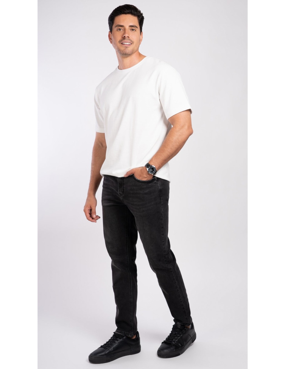 Jeans regular slim lavado obscuro para hombre