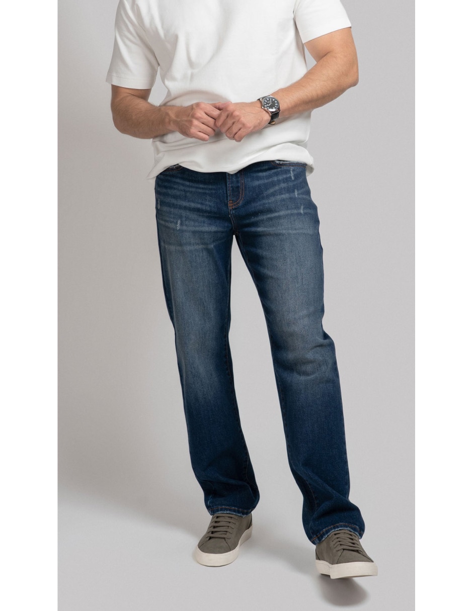 Jeans regular recto lavado medio para hombre 5