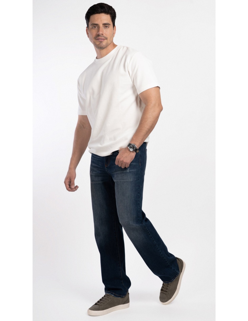 Jeans regular recto lavado medio para hombre 3