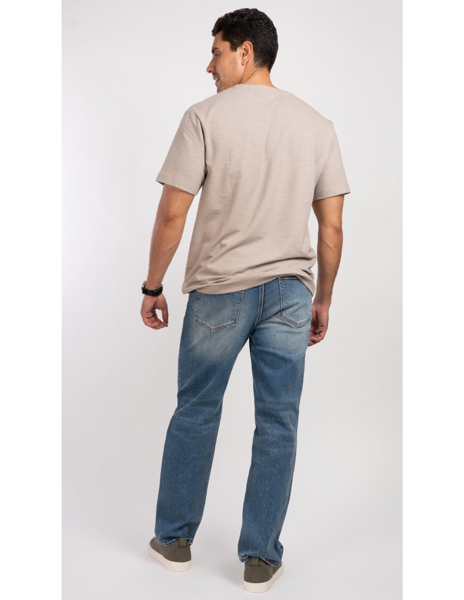 Jeans regular loose lavado medio para hombre 3