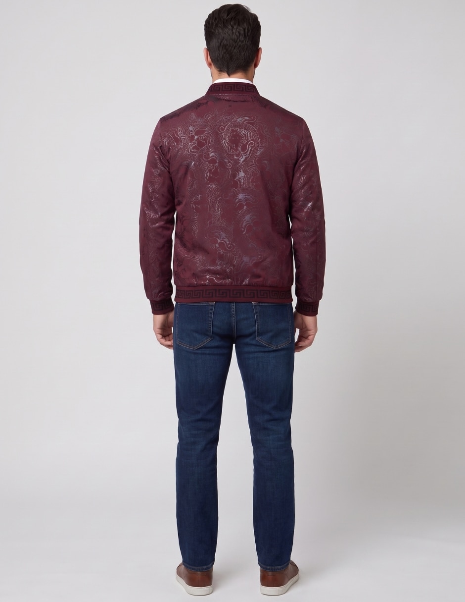 Chamarra Casual JK-2466-BURGUNDY No de Vinipiel Con bolsillos para hombre 2