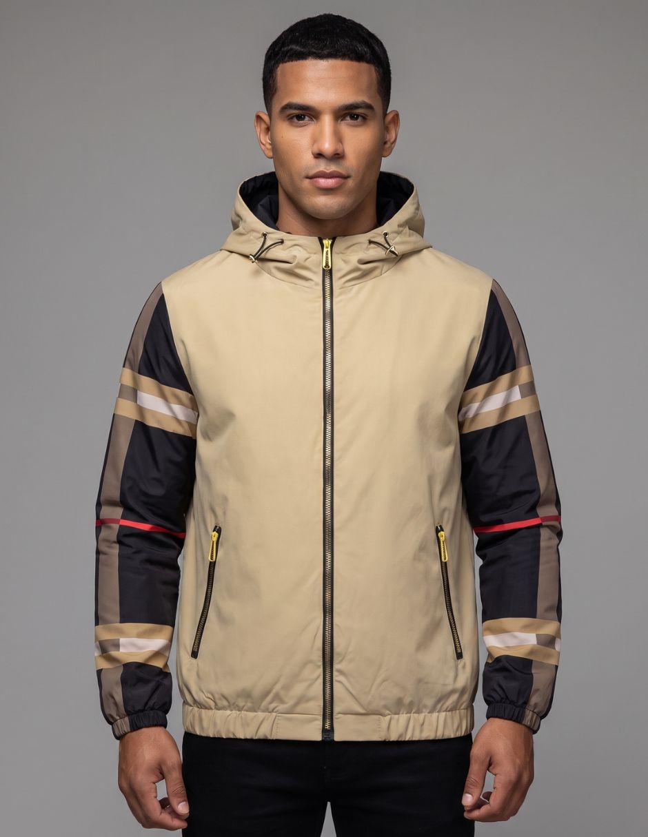 Chamarra casual cuello con cierre para hombre