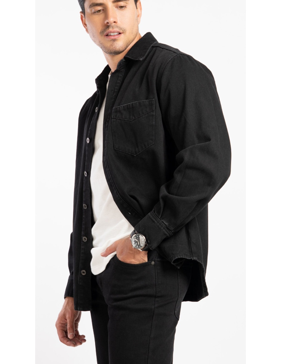Sobrecamisa Casual de (si aplica) Algodón manga Larga para hombre 4