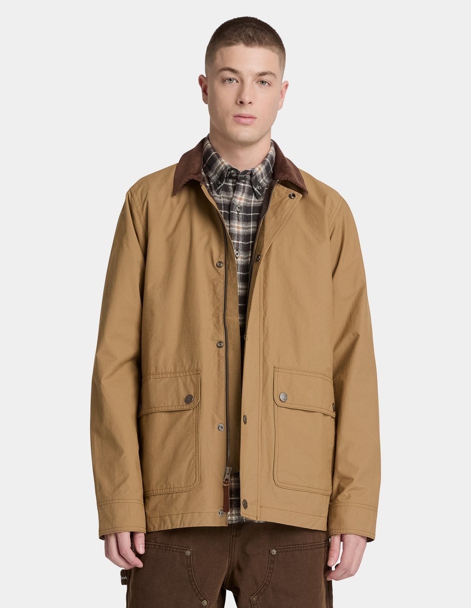 Abrigo de algodón impermeable con bolsillos para hombre